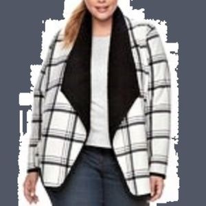 Buffalo Plaid Sherpa Open Jacket